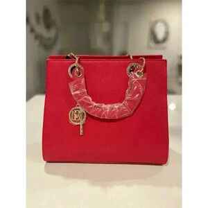 Badgley Mischka Women's Red Logo Eyelet Tote Bag with Key Chain